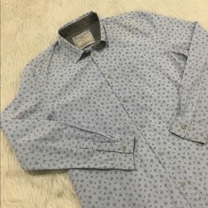 Brunswick classic fit blue floral button down shirt